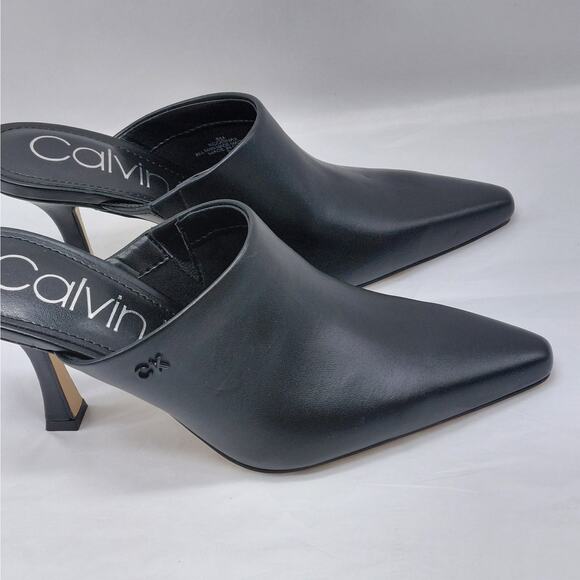 Calvin Klein Odina Dress Mules Women 6 Black Pointed Toe Heels Whimsigoth Witchy - Picture 3 of 10